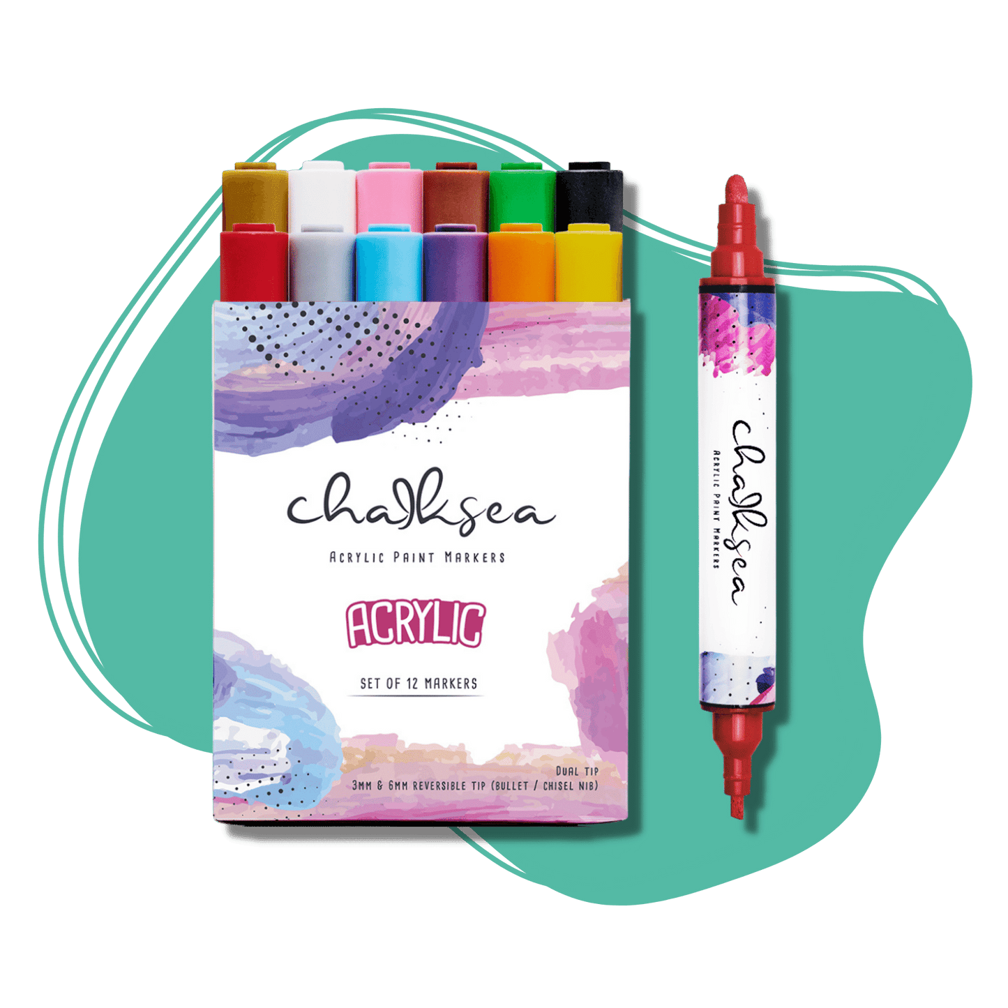 Chalksea acrylic markers pack of 12