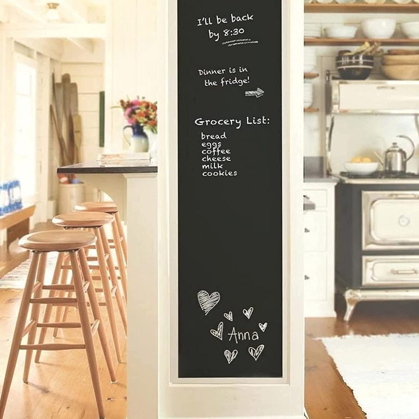 Chalkboard vinyl on kitchen walll