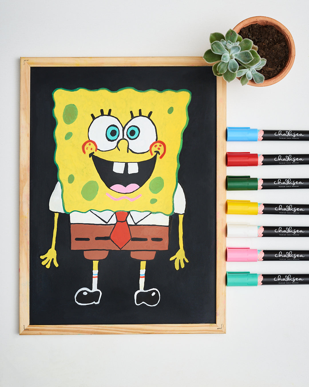 spongebob drawing created with chalk pens