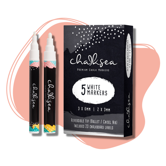 Chalksea 5 white chalk markers pack