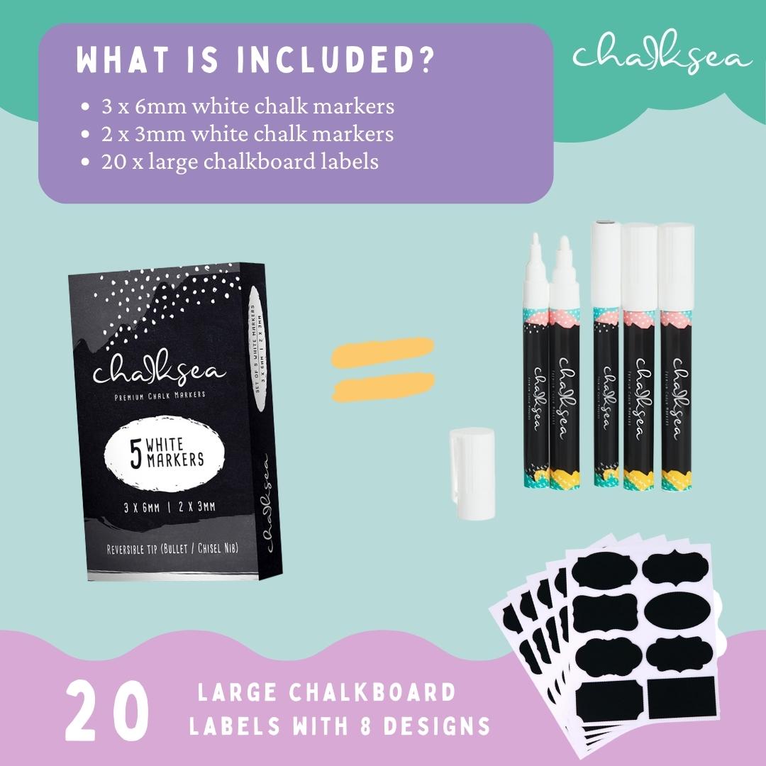 Whats included in Chalksea 5 chalk pens pack